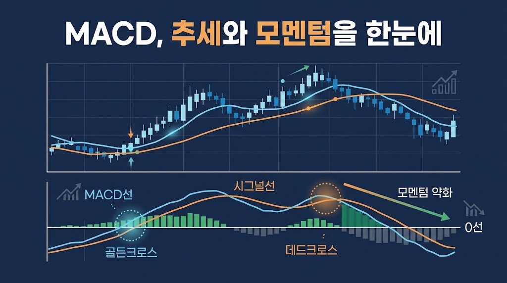 MACD — 두 이동평균의 차이로 추세와 모멘텀을 함께 보는 지표